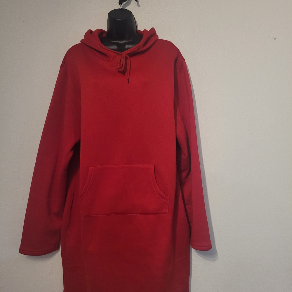 Red Hoodie Midi Dress